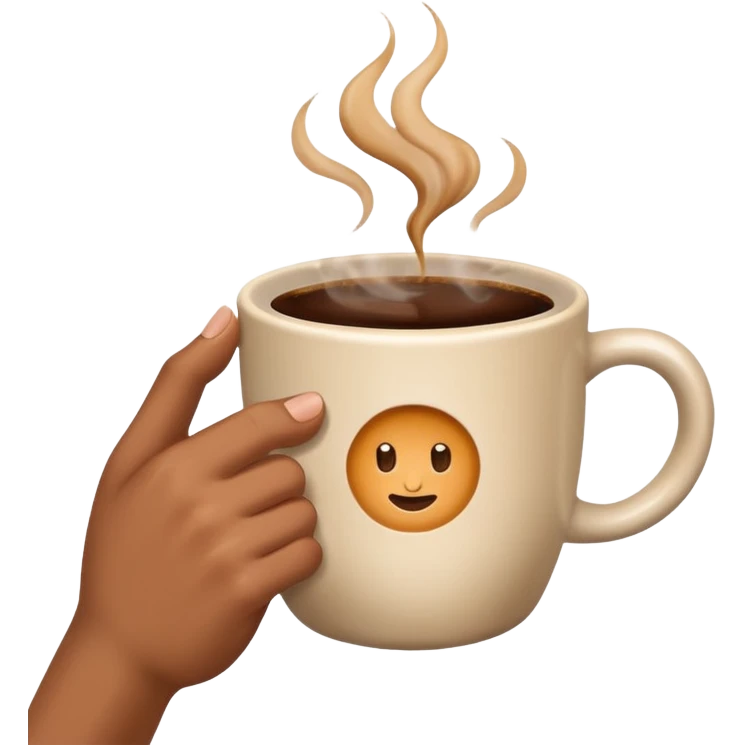 Hand holding a coffee cup emoji