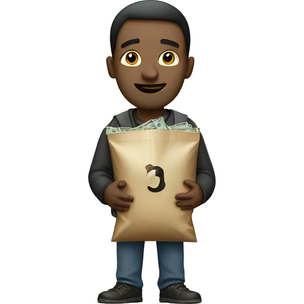 man with big nose holding bag of money emoji