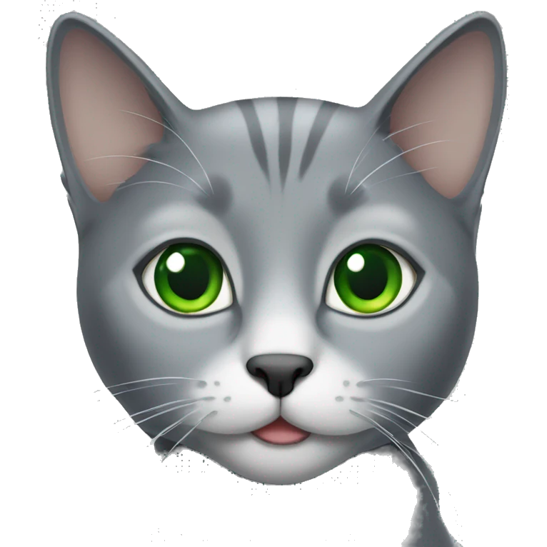 Grey cat with green eyes emoji