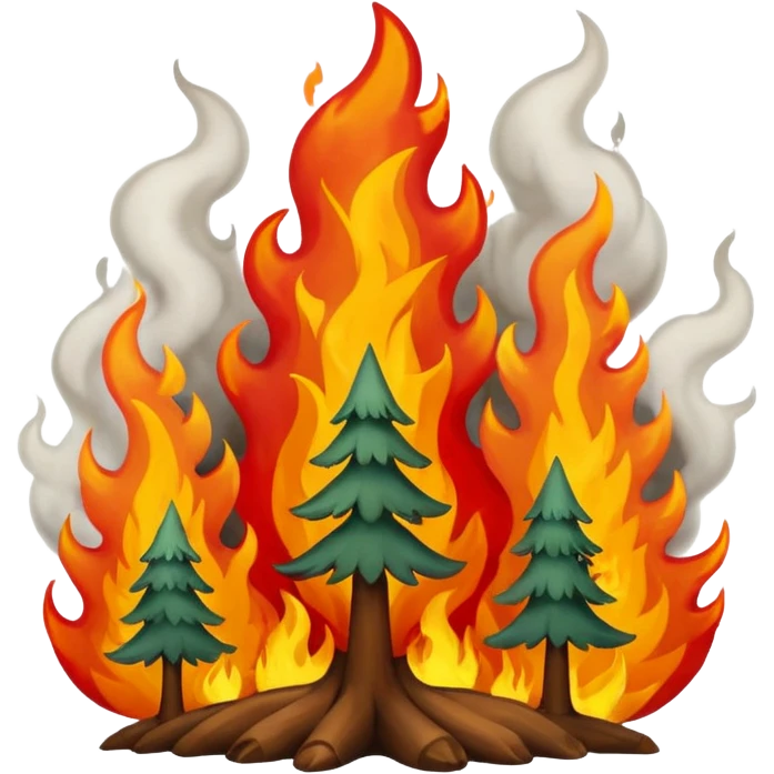 a forest fire were every tree is in fire  emoji