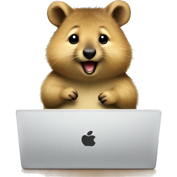 cute busy quokka with a labtop emoji