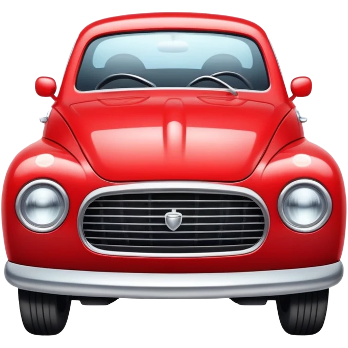 red car with lashes on head lights emoji