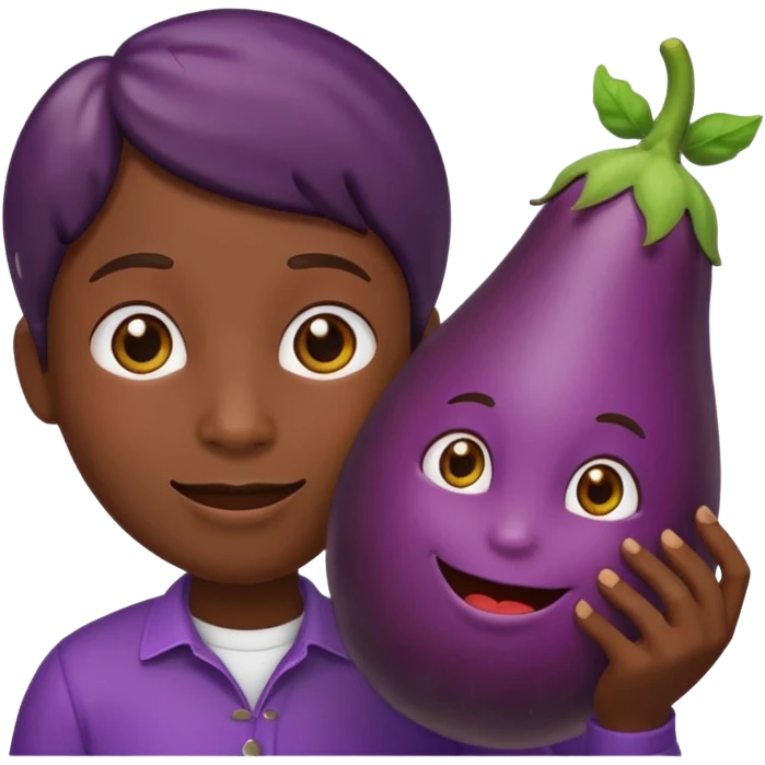 emoji holding eggplant emoji