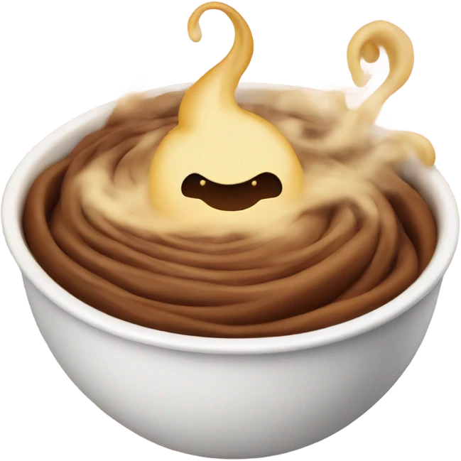 Steaming swirl pudding in bowl  emoji
