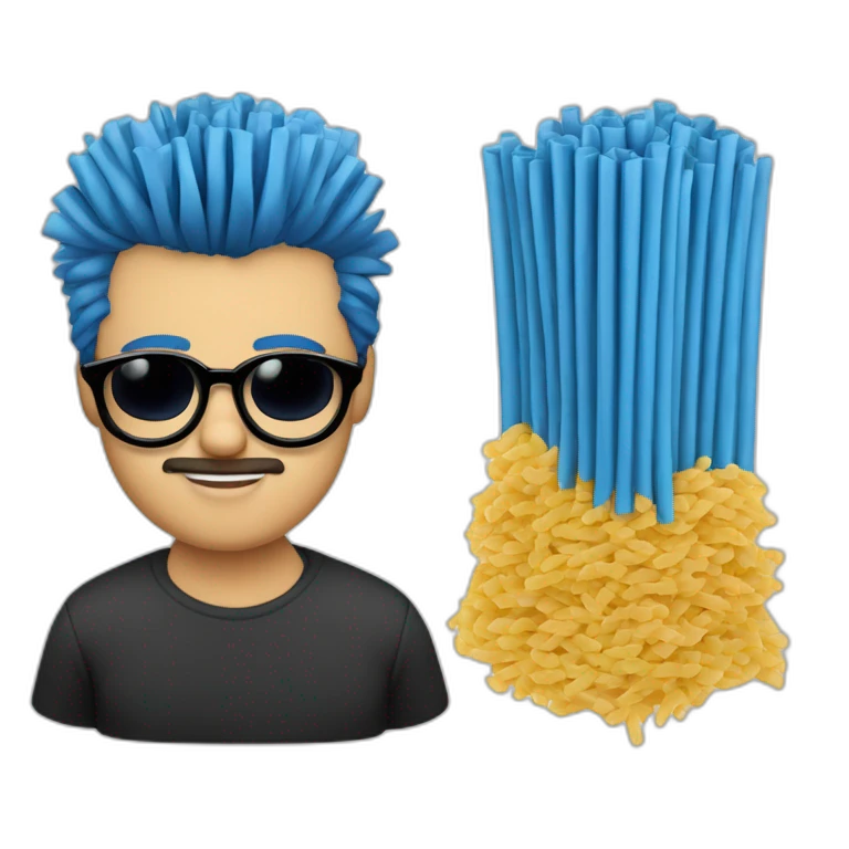 CARA DE CHICO CON GAFAS AZULES DE PASTA SIN VIGOTE Y PELO CORTO NEGRO CON FLEQUILLO DE PUNTA emoji