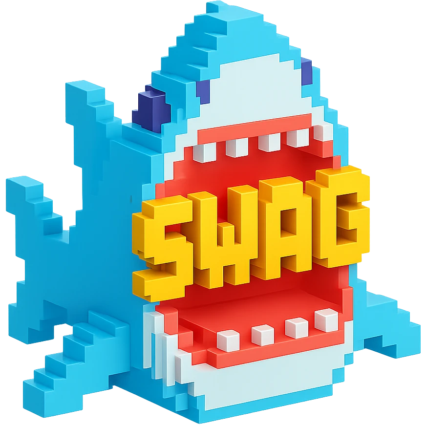 акула в пасти которой надпись SWAG, no background emoji