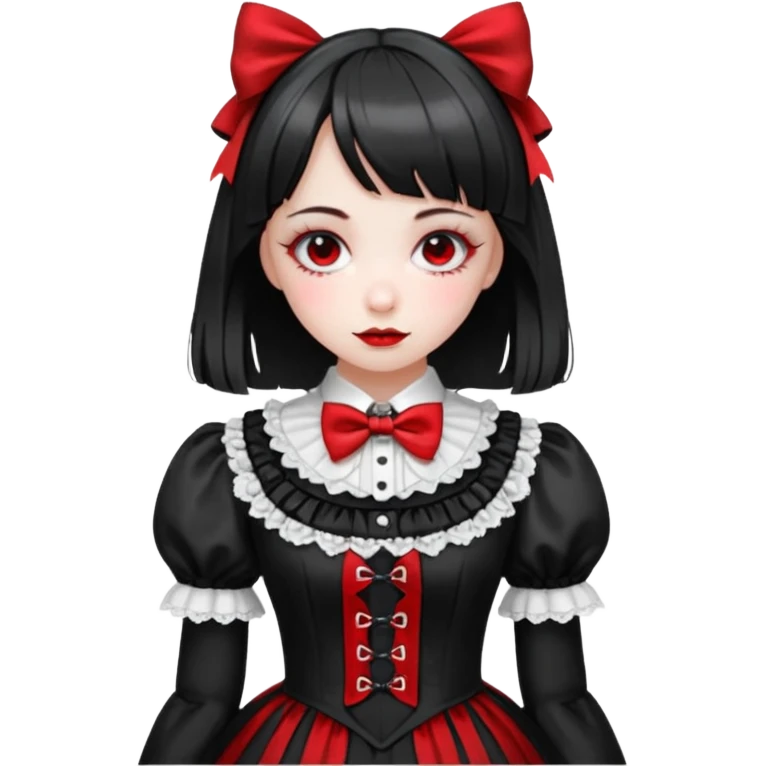 Gothic black and white and red Lolita laces bow tie glittery dress  emoji