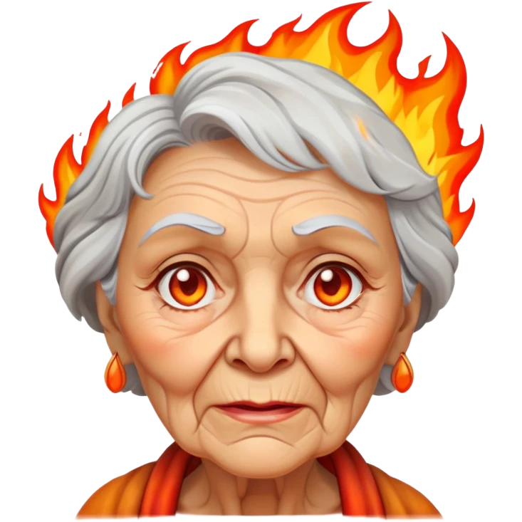 old lady with fire emoji