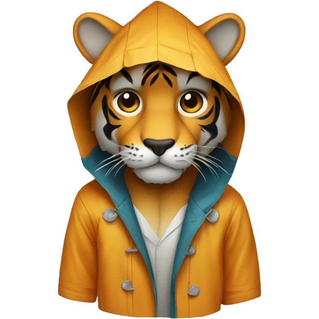 Tiger in a raincoat emoji
