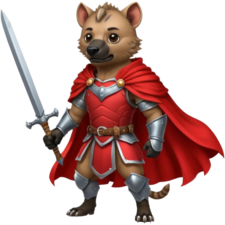 Strong hyena knight warrior with red cape  emoji