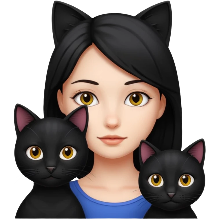 chica con un gato negro emoji