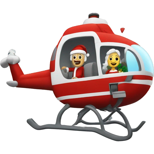 Santa and Mrs claus in a helicopter emoji
