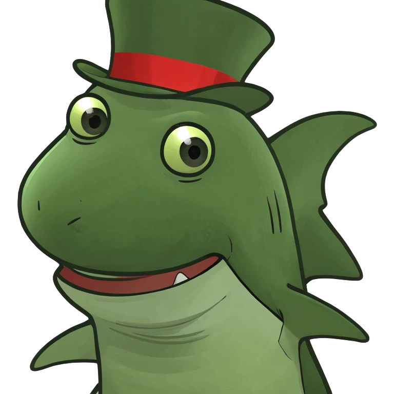 Shark with a top hat emoji