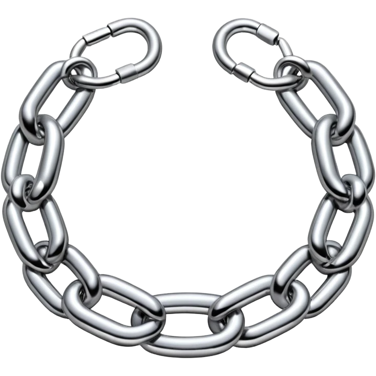 A thick luxury chain emoji made of liquid silver chrome, smooth rounded links, glossy metallic reflections, heavy swag aesthetic, minimalistic iOS emoji style, centered, clean white background emoji