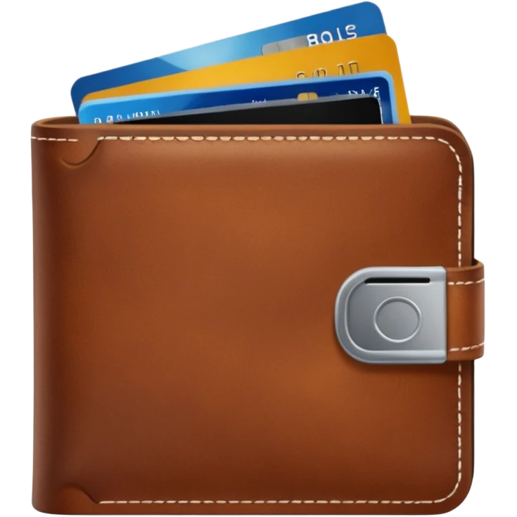 portefeuille marron avec quelques billets et carte bancaire emoji