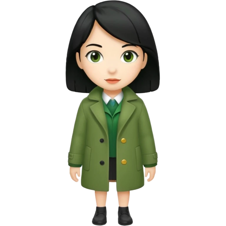 green coat black haired girl  emoji