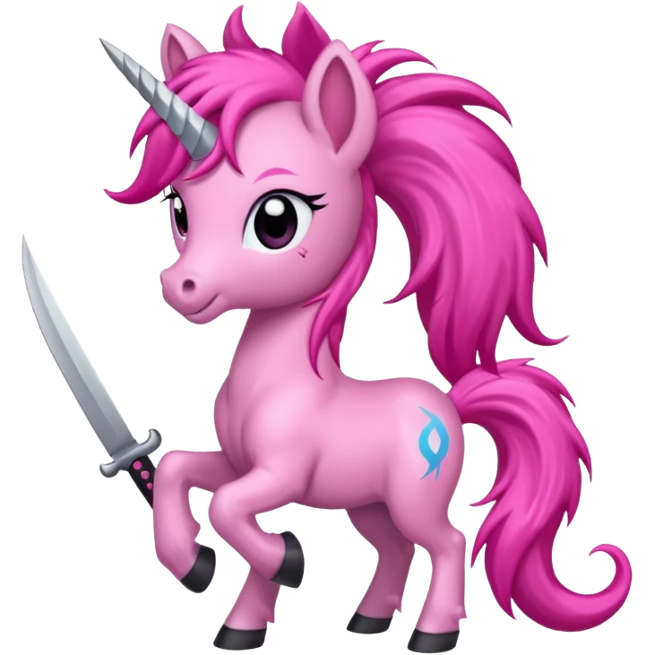 pony with evil smile holding sharp knife emoji