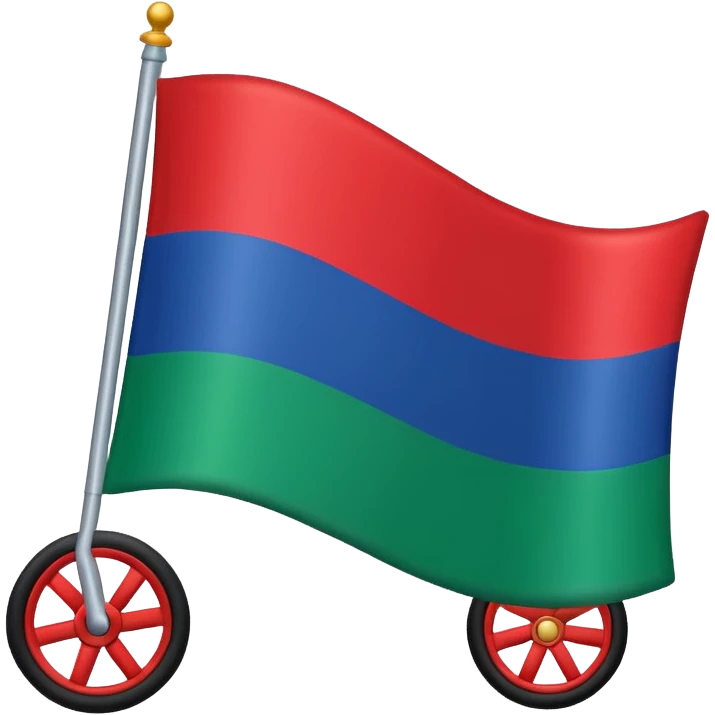 flag with green at the bottom and blue at the top with a red wheel in the middle emoji