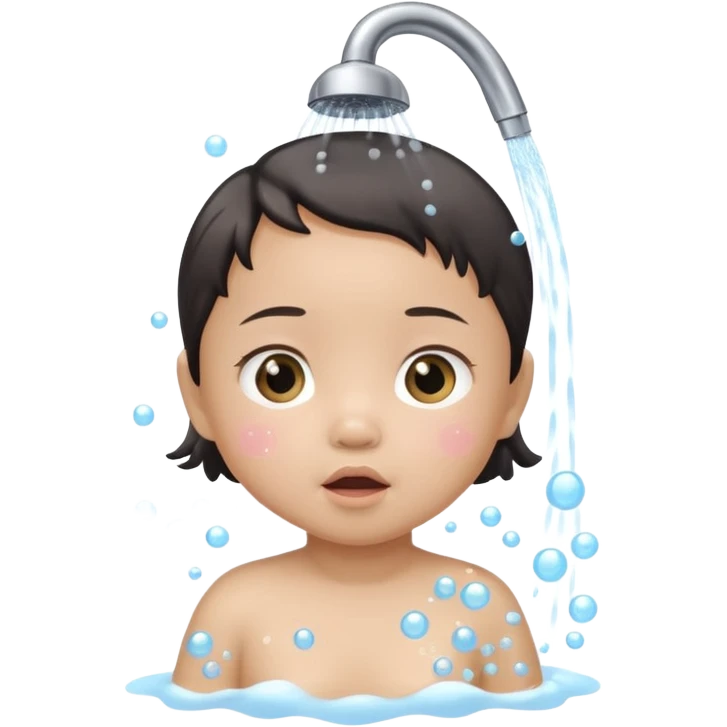 asian baby girl taking a shower emoji