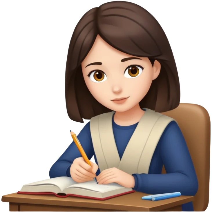 Brunette studying  emoji