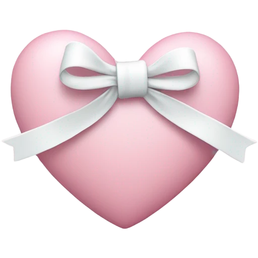 Pastel pink heart with white bow emoji