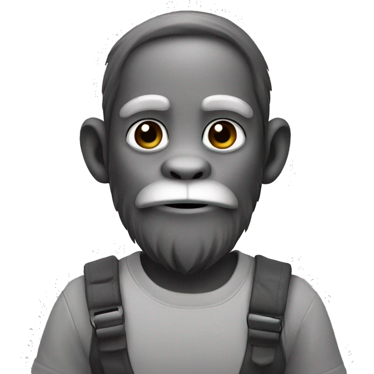 Monkey with Beard in grayscale emoji