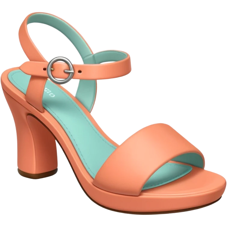 A 3D cartoon Peach coral open-toe sandal with ankle straps and smooth curved sole, isolated plain background, Memoji-style rendering. emoji