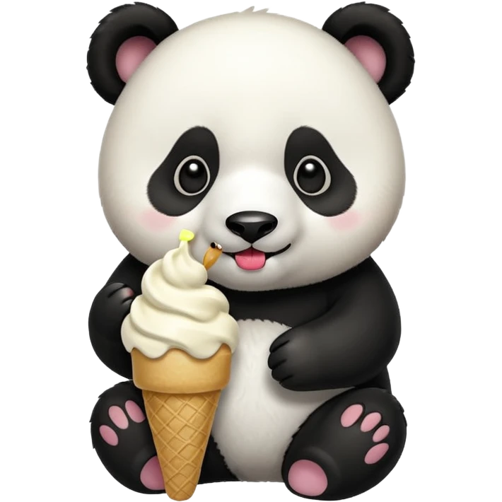 Panda eating ice cream emoji