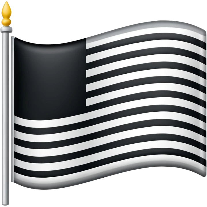 A simple flag with three black horizontal lines and three white horizontal lines, no stars and no moon emoji
