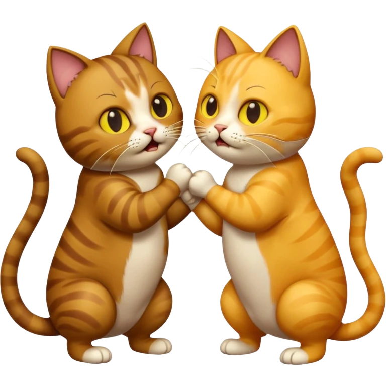 dovusen iki kedi birisi sari birisi kahverengi emoji