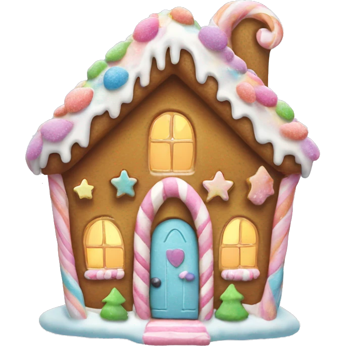 Pastel gingerbread house with a fairy emoji
