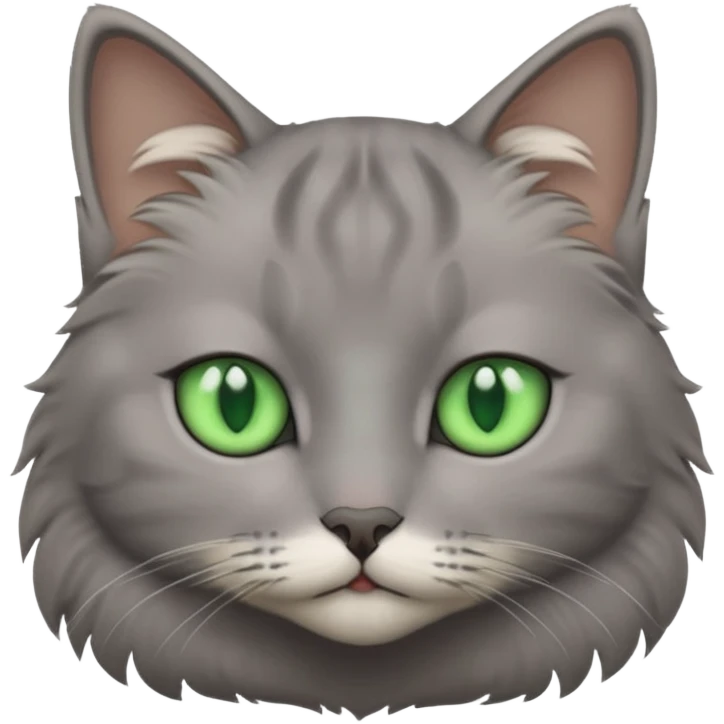 Grey cat with green eyes emoji