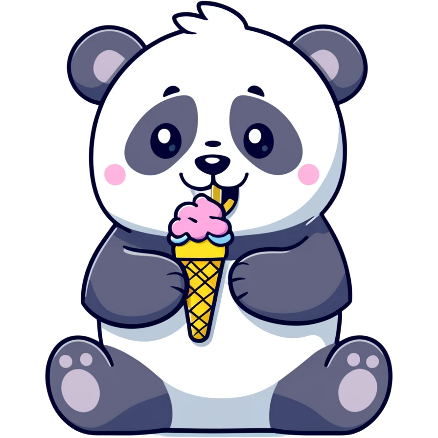 Panda eating ice cream emoji