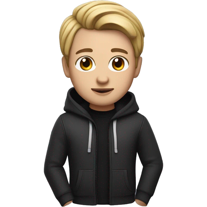 memoji for a character named Nolan, medum skin, black hoodie emoji