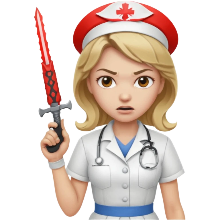 angry dark blonde nurse with a weapon emoji