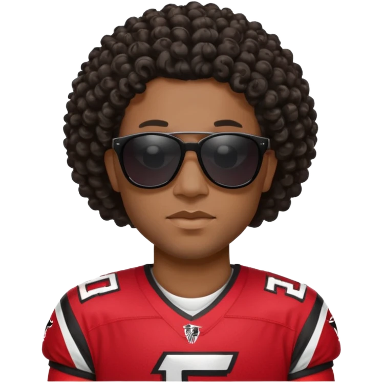 Black man with black sunglasses and curly hair in Atlanta falcons jersey emoji
