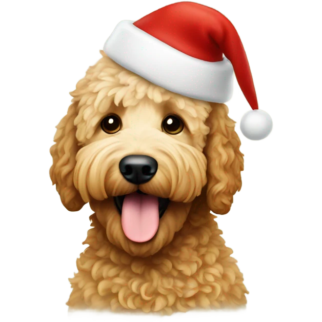 Golden doodle with santa clause emoji