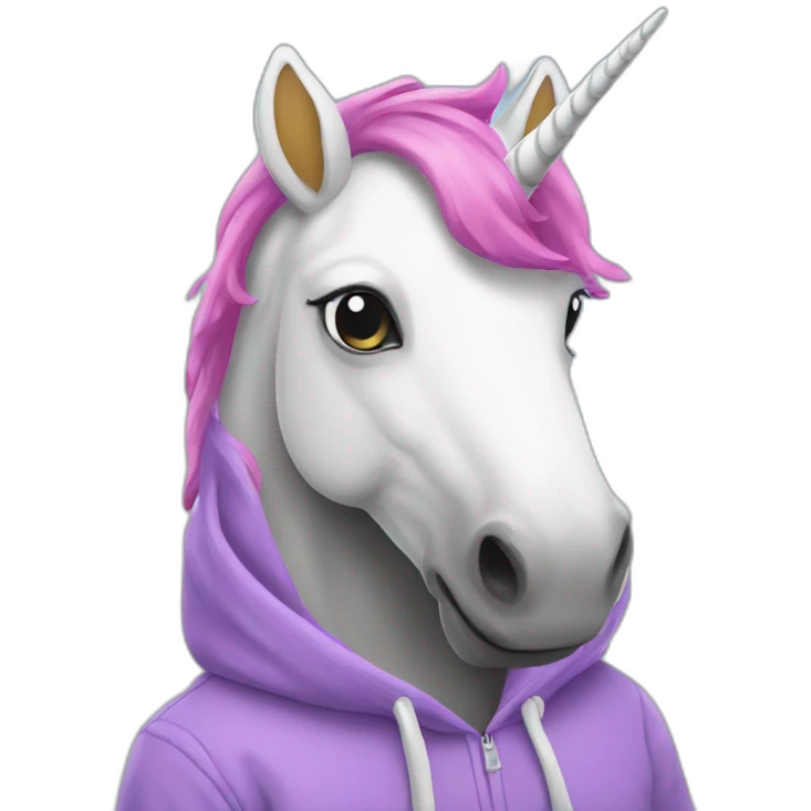 Unicorn wearing hoodie emoji