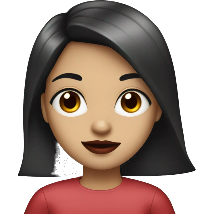 Girl with black hairs black eyes with red lips and laptop emoji