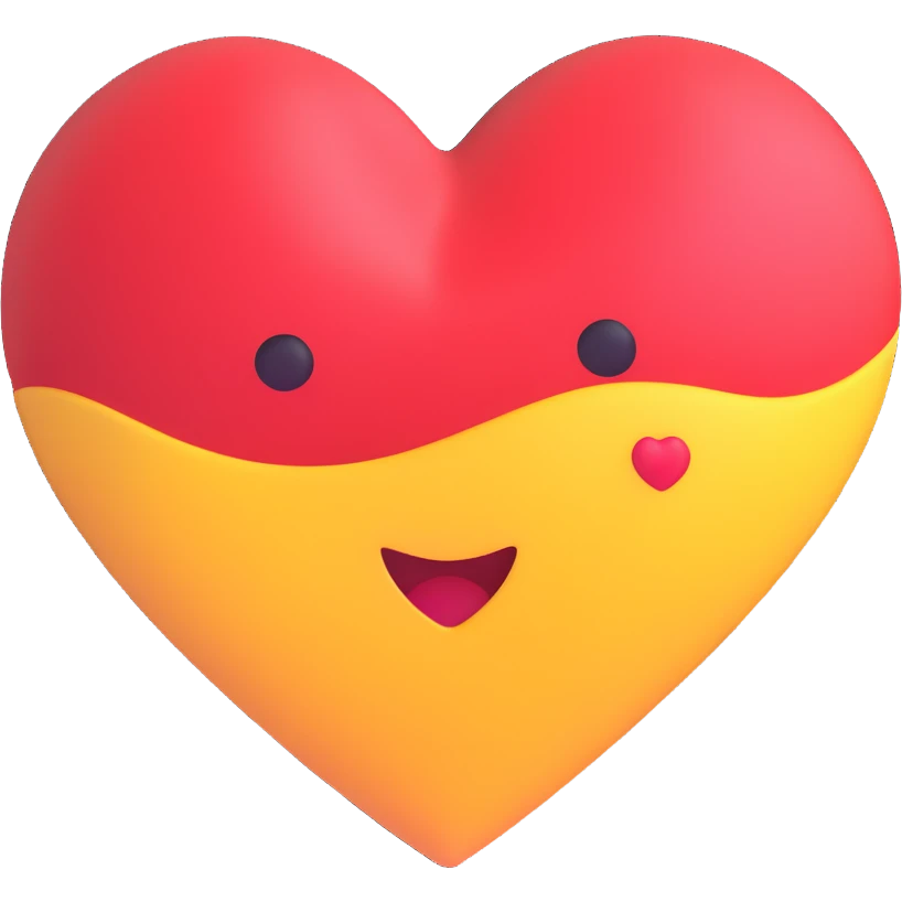 blue and yellow colors wavy blended heart, bright and cute emoji style emoji