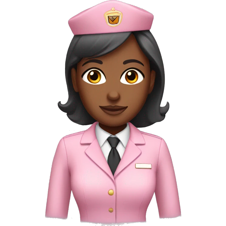 Light pink flight attendant with brown skin emoji