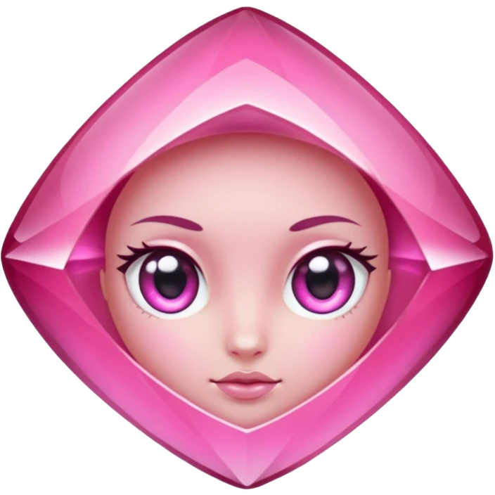 pink gemstone with sharp edges, cute eyes emoji