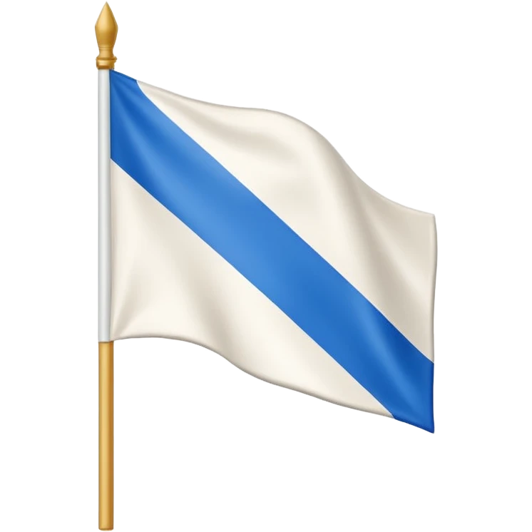 Hazme la bandera blanca con una franja azul de punta izquierda arriba a punta derecha abajo emoji