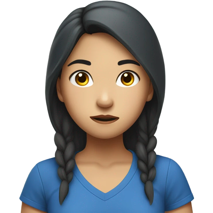 Asian Girl who fights against the justice with blue teashirt  emoji