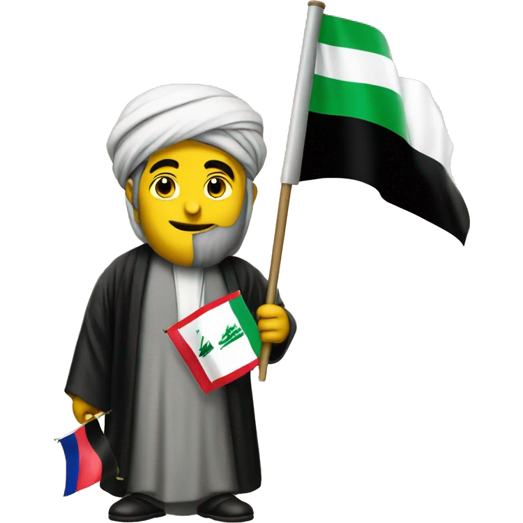 Imam Ali holds the Iraqi flag  emoji