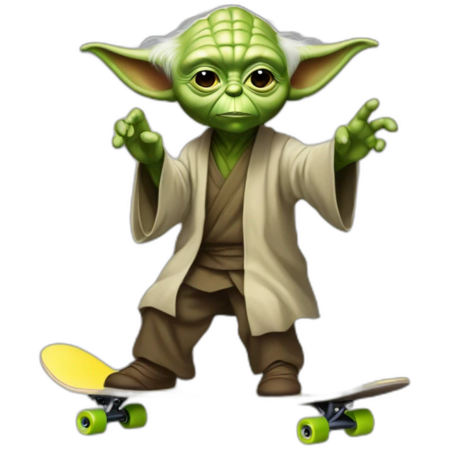 Maitre yoda qui fais du skateboard emoji