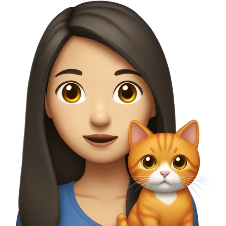 asian brunette girl with orange cat  emoji