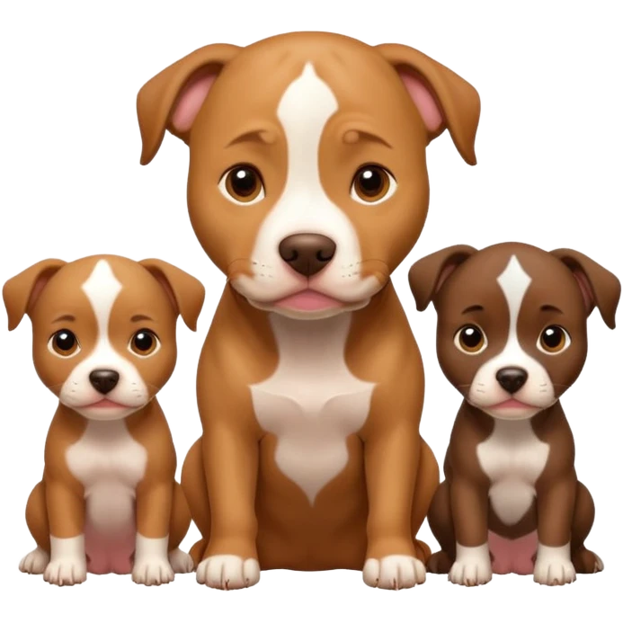 pitbull dog with its puppies emoji