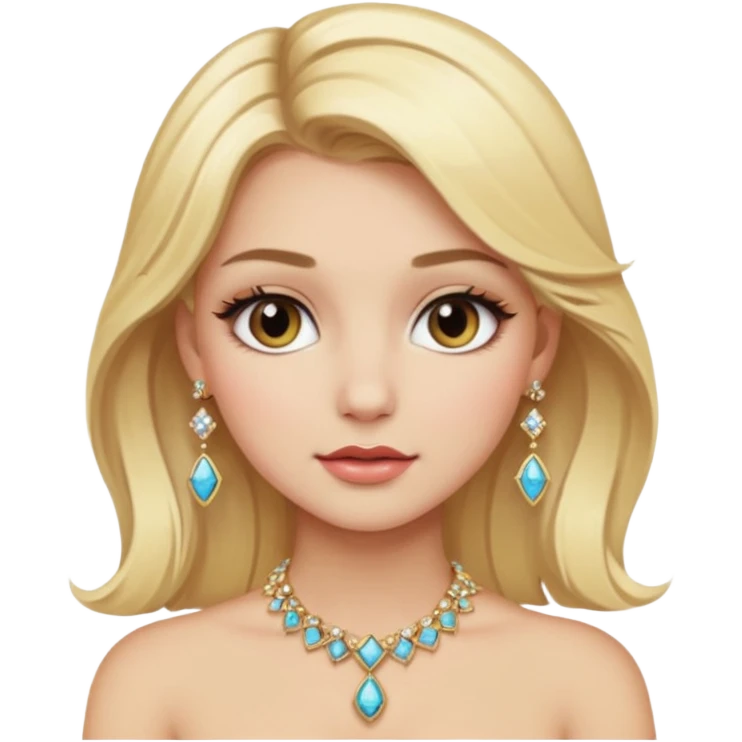 fancy blonde hair girl with makeup and jewellery emoji