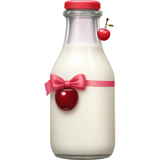 aesthetic milk bottle with cherry bow emoji